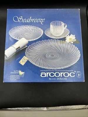 Vintage Arcoroc Seabreeze Swirl Dinnerware Set 16 Pieces New - Image 1 of 4