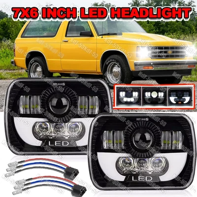 2X 7X6 LED Headlights Hi/Lo DRL Turn Signal For 1982-93 Chevy S10 Blazer GMC S15 - Image 1 of 4