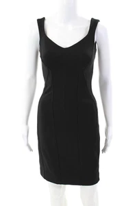 Tara Jarmon Womens Textured Sleeveless V-neck Lined Fitted Dress Black Size EUR - Picture 1 of 7