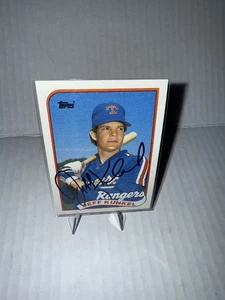 1989 Topps #92 Jeff Kunkel Texas Rangers Baseballkarte Autogramm signiert AUTO - Bild 1 von 3