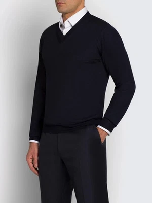 RRP1720$ Mens Brioni Pullover Sweater 64IT 54US/UK 6XL Blue Cashmere & Silk Wool - Image 1 of 4