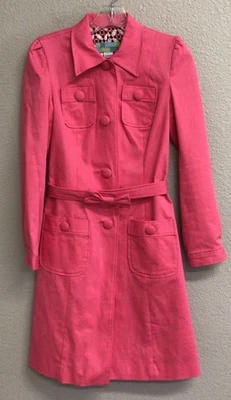 Gabardina Beth Bowley rosa chaqueta con cinturón para mujer talla 2 longitud media clásica Foto 1 de 4