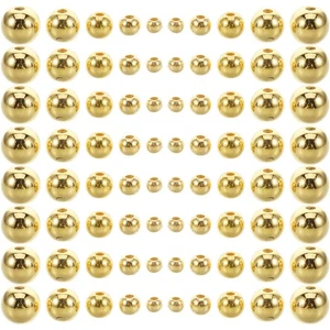 300 pezzi perline dorate: 2/3/4/5/6 mm piccole perline rotonde senza cuciture - fai da te - Foto 1 di 20