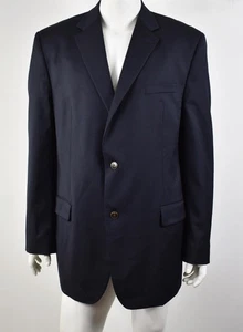 JOSEPH & FEISS GOLD Solid Navy Wool w/ Brass Buttons Blazer Jacket 48XL - Picture 1 of 5