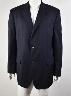 JOSEPH & FEISS GOLD Solid Navy Wool w/ Brass Buttons Blazer Jacket 48XL - Image 1 of 4