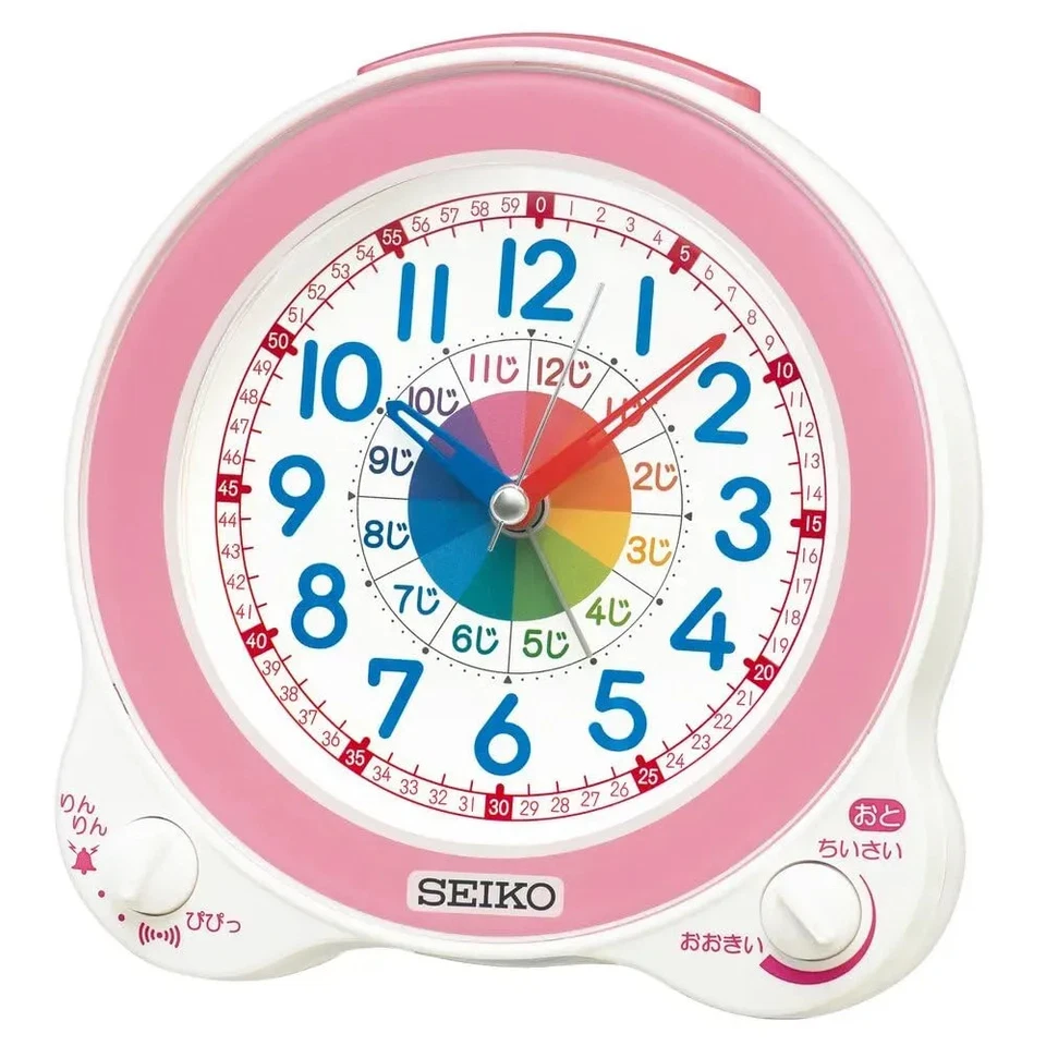 SEIKO Alarm Clock Analog Educational Pink/Blue 134×130×85mm From Japan - Image 1 of 1