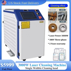 3000W Fiber Laser Cleaning Machine For Rust Oil Remove Single Wobble 380V US - Picture 1 of 14