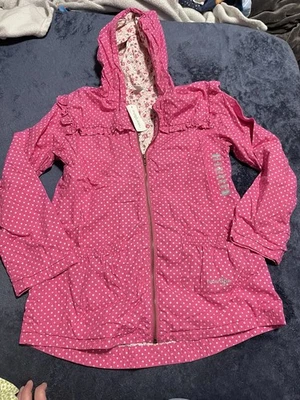 Naartjie Girls Magenta Polka Dot/floral Jacket. Hood. Size 10. New . So Cute - Image 1 of 4