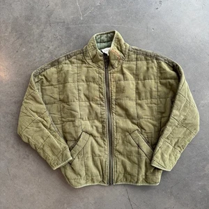 Vintage Y2K Bohme Langarm Steppjacke mit Reißverschluss olivgrün Damen Gr. M/L - Bild 1 von 5