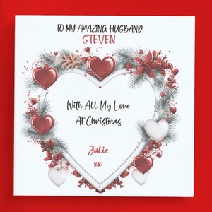 Husband Christmas Card or Wife Partner Boyfriend Girlfriend Fiance Personalised - Picture 1 of 3