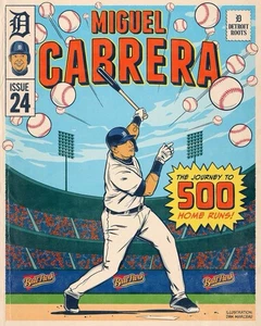 Miguel Cabrera Comic Book Style Poster Sign 12X8IN TIGERS Baseball A - Picture 1 of 6
