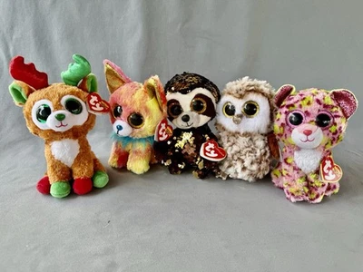 Lot of 5 TY Beanie Boos, Flippables. Percy Yips Lainey Dangler Tinseltoes w Tags - Image 1 of 4