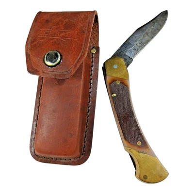 Cuchillo de caza y funda de cuero SCHRAD 7-0TE Old Timer plegable con bloqueo trasero Foto 1 de 4