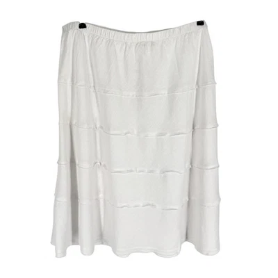 Falda de lino Soft Surroundings para mujer talla 1X blanca en capas borde crudo fluida Foto 1 de 4