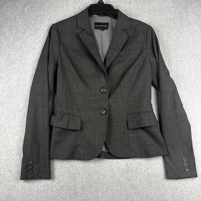 Blazer Banana Republic Mujer 2 Gris Cuadros Carrera Oficina Traje Chaqueta Ventana Foto 1 de 4
