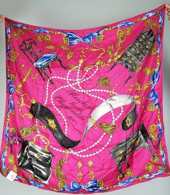 NUEVO CON ETIQUETAS Moschino Loves Chippendale Too 100% Seda Bufanda Rosa Caliente Excéntrico Lujo  Foto 1 de 4