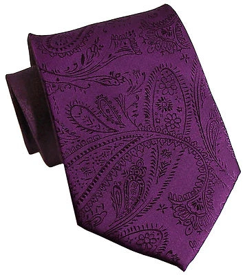 New Men's Polyester Woven Neck Tie necktie only purple paisley prom wedding - Image 1 of 2