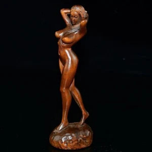 Sexy hermosa estatua de mujer hermosa tallada en madera de boj chino escultura de madera decoración - Imagen 1 de 8