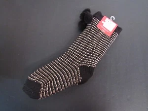 Charter Club Women's Gold Black Slipper Socks With Grippers NWT ~ Size S/M - Picture 1 of 5