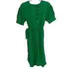 Who What Wear Green Linen Blend Belted Dress, Small