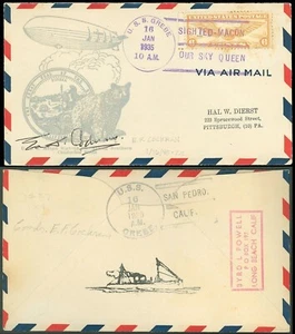1/16/35 USS GREBE, "MACON SIGHTED", AUTOGRAPHED MACON LT CDR EDWIN F. COCHRANE! - Picture 1 of 1