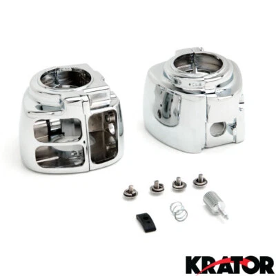 Chrome Switch Housings Cover Pair Harley Davidson Dyna Softail Sportster V-Rod - Image 1 of 4
