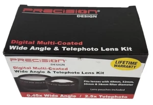 Precision Design Wide Angle .45x & 2.5x Telephoto Lens Kit New in Box for Camera - Picture 1 of 17