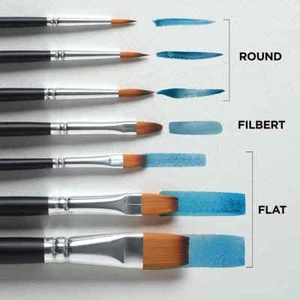 Reeves Water Colour Brushes 7PC Set High Quality Synthetic Flat Round Filbert - Picture 1 of 2