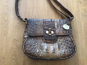 AUTHENTIC BRAHMIN NEW HAVEN MASS MOC CROC CROSSBODY SHOULDER HANDBAG TOTE EUC! - Picture 1 of 12