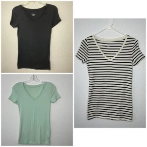 Merona Pima Cotton Vneck Shirts- bundle of 3 - size XS - Picture 1 of 9