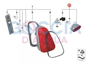 Genuine MINI R50 R52 R53 Rear Bumper Fog Light Lens With Socket -Red 63247166015 - Picture 1 of 8