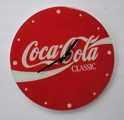 Reloj de Pared Coca Cola Clásico Rojo y Blanco Swoosh Redondo 13" Cristal Cuarzo Foto 1 de 4