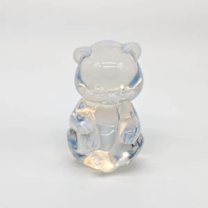 Fenton Glass Bear Cub Figurine White Clear Opalescent Luminous - Picture 1 of 7