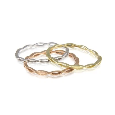10K Yellow White Rose Gold 3 Ring Set - Image 1 of 3