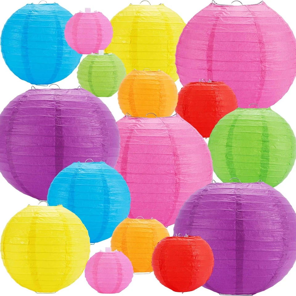 16 Pcs Colorful Paper Lanterns, Multi-Color Chinese or Japanese Hanging Paper La - Image 1 of 4