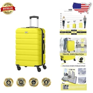 24-Inch Lightweight Hardside Suitcase with TSA Lock & 4 Wheels - Bright Yellow - Picture 1 of 9
