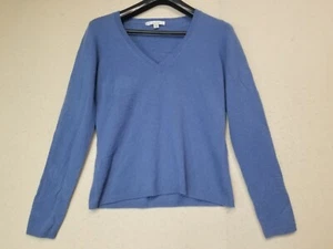 Caslon 100% Cashmere Sweater V-Neck Blue Women Size large See Flaws  - Picture 1 of 12