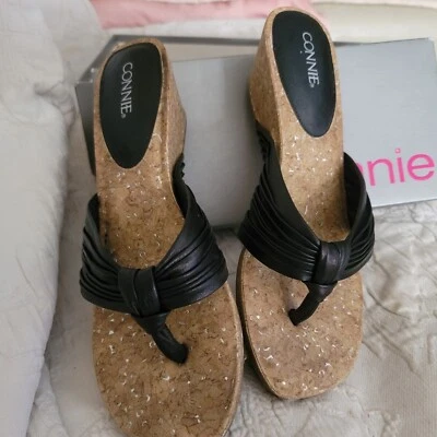  Connie Wrapsody Black Sandals Heels Slides Size 9 M Women's  - Image 1 of 4