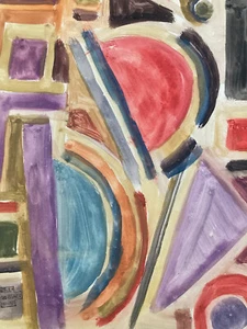 Très Belle Peinture Nicolas Issaïev Gouache Sur Papier Abstrait Signé + Tampon - Imagen 1 de 8