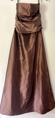 BILL LEVKOFF MARRÓN DOS PIEZAS SIN TIRANTES TAFETÁN TOP Y FALDA VESTIDO TALLA 10 Foto 1 de 4