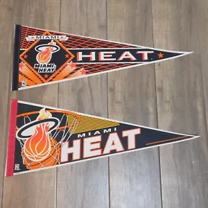 VTG 1990s MIAMI HEAT NBA Basketball Wincraft 30x12 Full Size Pennants Lot of 2 - Picture 1 of 8