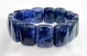 HSN Jay King Sterling Silver Cushion Cut Sodalite Gemstone Bead Stretch Bracelet - Picture 1 of 6