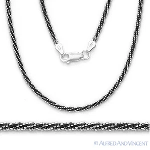 Italy .925 Sterling Silver & Black Rhodium 2.2mm Roc-Link Sparkle Chain Necklace - Picture 1 of 1