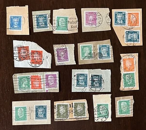 EARLY LOT OF 25 GERMANY STAMPS WITH PERFINS ON PAPER #1 - Picture 1 of 7