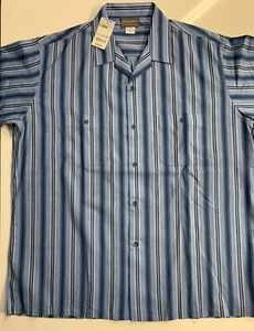 NOS Vtg TRIUMPH of California Men’s Blue Stripe Short Sleeve Shirt Size XL tags! - Picture 1 of 4