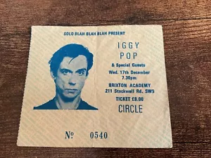 Iggy Pop- Ticket Stub , Brixton Academy, 17th December 1986. - Imagen 1 de 1