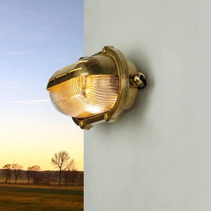 Maritime Außen Lampe IP64 Messing Glas rostfreie Wandleuchte Haus Hof SKIATHOS - Bild 1 von 8