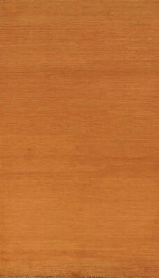 Elegant Handcrafted Gabbeh Solid Orange Wool Runner Rug - Limited Edition" 3x7 - Image 1 of 4