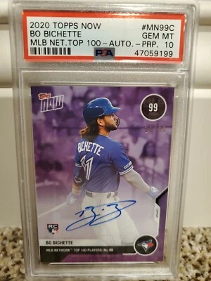 2020 Topps Now Bo Bichette MLB Network Top 100 Autograph PSA Gem MT 10  - Image 1 of 3