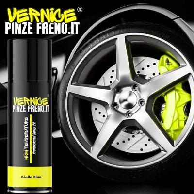 Vernice spray 2K pinze freni moto auto GIALLO FLUO LUCIDO alta temperatura - Immagine 1 di 2